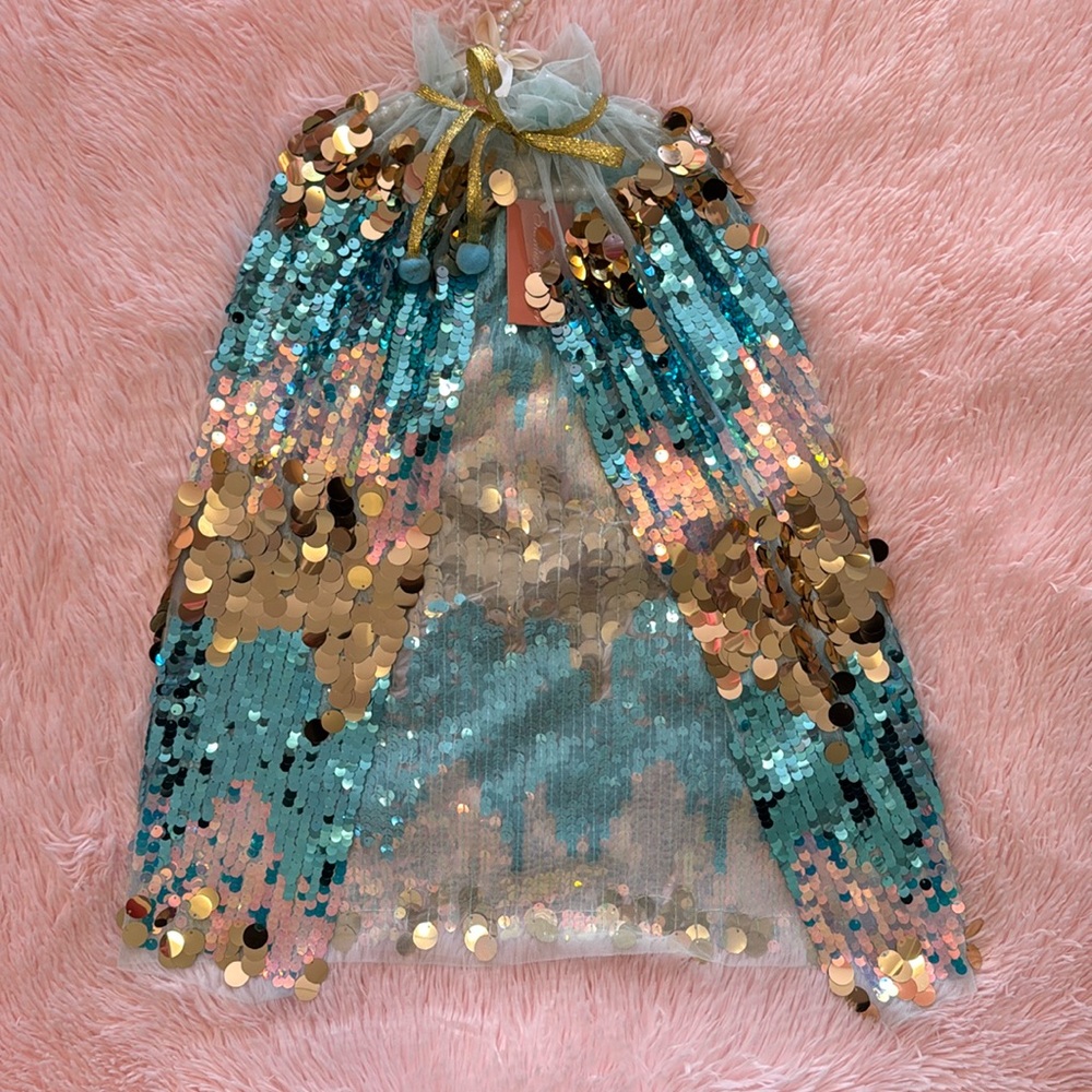 Blue Ombré Sequin Cape